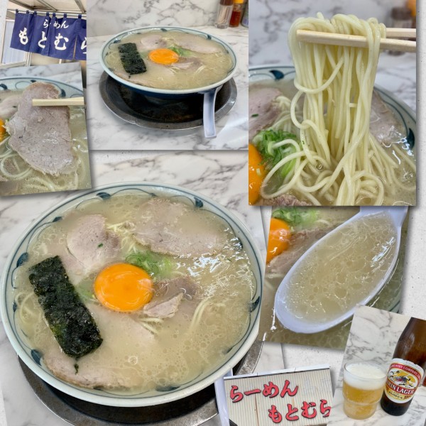 「玉子ラーメン650円＋ビール」@らーめん もとむらの写真