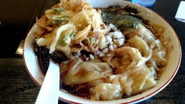 「ワンタンそば1,000円＋かき揚げ500円」@中華蕎麦ごとうの写真