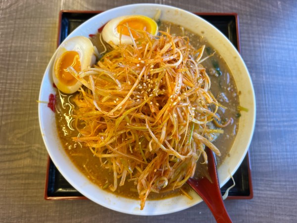 「ネギ味噌ラーメン＋味付煮玉子」@みそのめん王 若柴店の写真