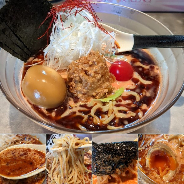 「冷やし担々麺＋海苔・味玉・１辛増し＝1200円」@麺 やまらぁの写真