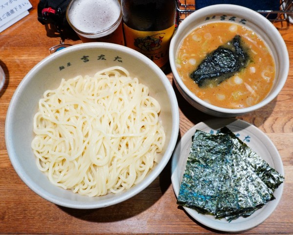 「味玉つけ麺＋のり＋エビスビール小瓶」@麺屋吉左右の写真