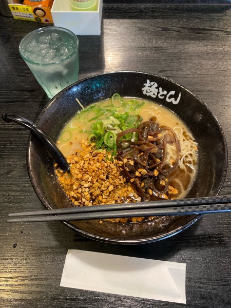 「焦がしニンニクブラックラーメン」@極とんラーメン 駅前店の写真