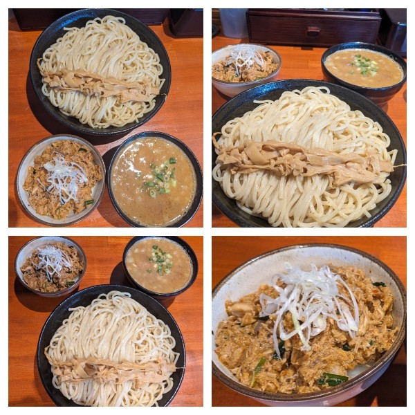 「濃厚つけ麺➕大盛り➕【限定】麻婆鷄丼」@中華そば 輝羅の写真