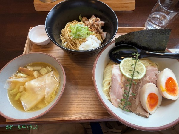「特製昆布水つけ麺塩(1300円)、和え玉醤油(250円)」@KUMAGAYA RAMEN STANDの写真