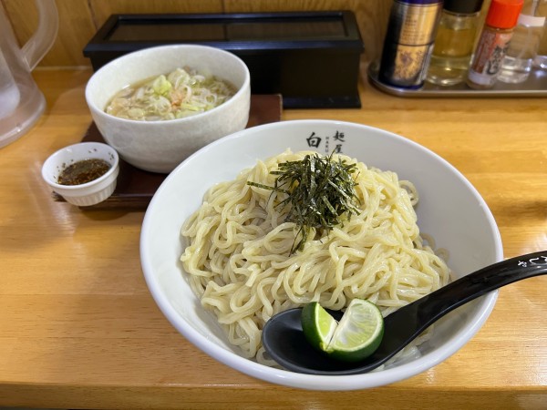 「豚しゃぶ魚醤つけそば」@麺屋 白神の写真