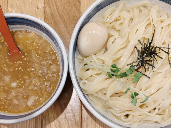 「極太平打ちつけ麺（塩・麺大盛）ランチセット＋味玉」@双麺 錦糸町本店の写真