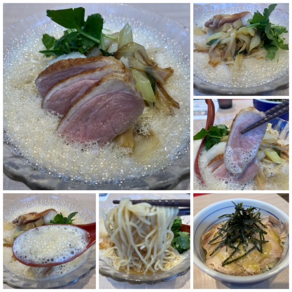 「【限定】冷やし鴨南蛮SOBA 1100円 炙り豚丼350円」@㐂りん食堂の写真