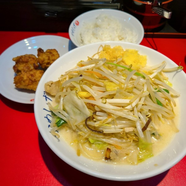 「濃厚タンメンから揚げセット+味玉+ライス」@濃厚タンメン かめしげの写真