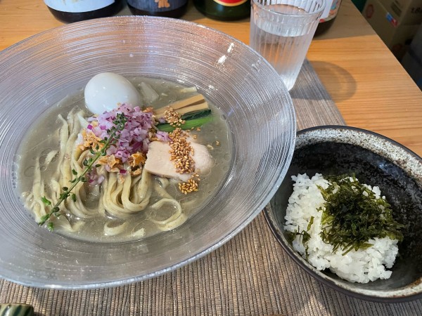 「冷やしらぁ麺 お茶漬けセット + 味玉」@麺屋 さくら井の写真