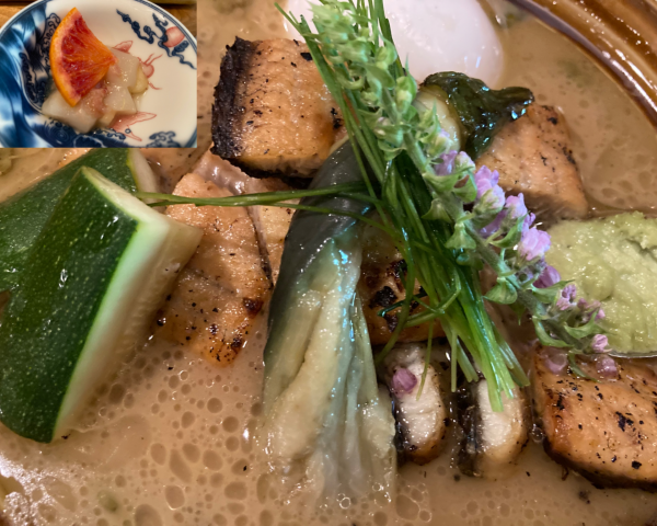 「[限定]四万十川産うなぎ白焼らーめんスモーク仕立て+味玉」@海老丸らーめんの写真