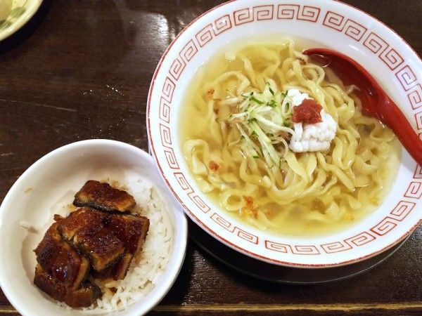 「鱧の冷やしそば＋鰻丼」@立ち呑み居酒屋 金町製麺の写真