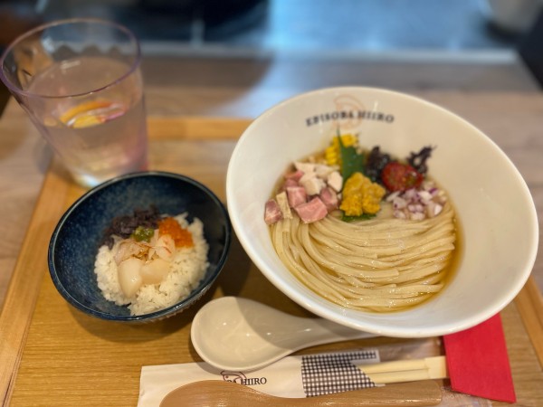 「雲丹香るあや姫の冷香麺+専用海鮮茶漬け」@えびそば 緋彩の写真