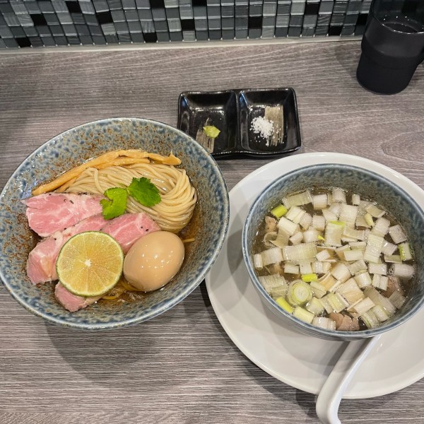 「特製つけそば(塩)+餃子3ケ半ライス」@中華そば 翠の写真