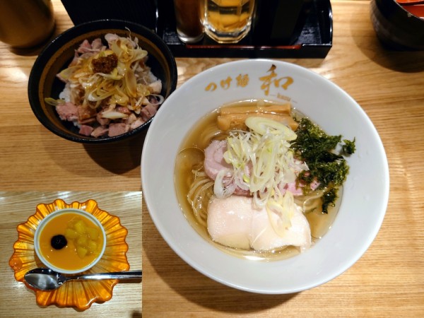 「冷やしらーめん+気まぐれ丼+マンゴープリン」@つけ麺 和の写真