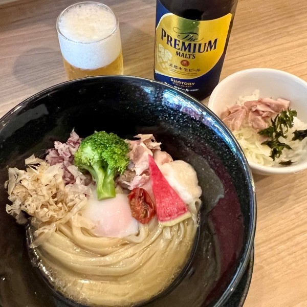 「冷香麺（追い飯付き）＋ビンビール 中瓶」@中華そば 麦の星の写真