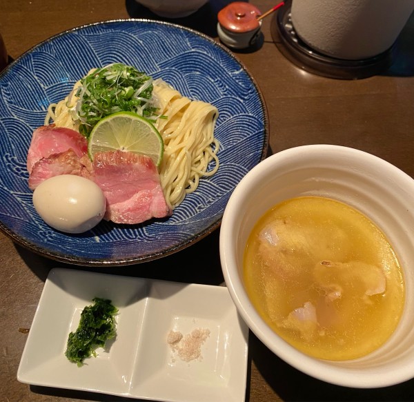 「つけ蕎麦 塩(250g)＋釜焼き1枚￥150」@麺や 虎徹の写真