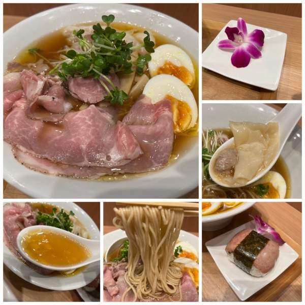 「【麺屋 Huluｰlu 】特製鴨ワンタンSOBAスパムむすび」@ラーメンWalkerキッチンの写真