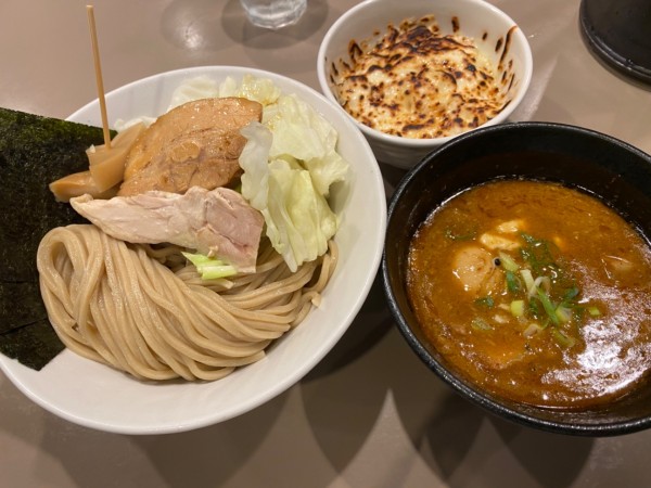 「特製海老つけ麺+炙りチーズご飯 1500+300」@つけ麺 五ノ神製作所の写真
