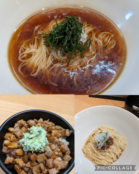 「かけラーメン(冷やし)➕チャーシュー丼➕和え玉」@セキレイ 〜NIBOSHI no D5〜の写真