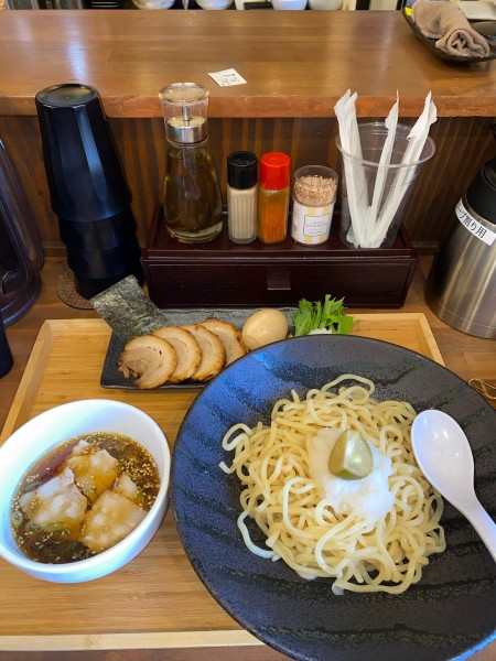 「冷やし酢橘おろし肉つけ麺全部のせ¥1,300円(限定)」@らぁめん 麺彩家の写真