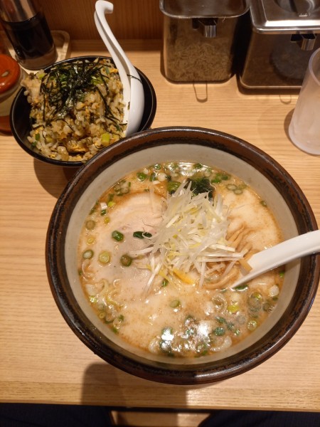 「俺流半チャーセット(熟成塩＋高菜チャーハン)￥1080」@俺流塩らーめん 神楽坂上店の写真