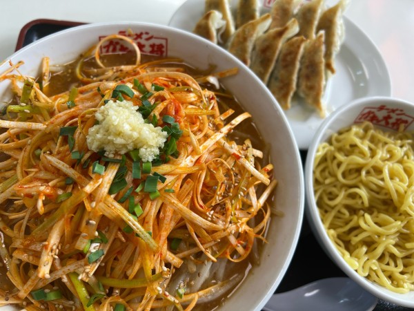 「ネギ味噌ラーメン　替玉　スタミナ餃子」@ラーメンガキ大将 谷田部店の写真