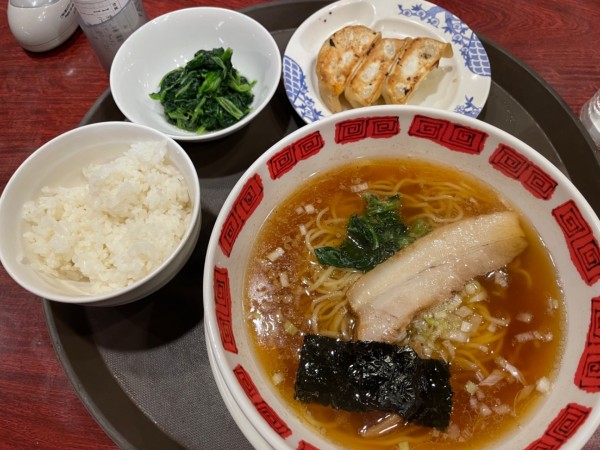 「バーミヤンラーメン、餃子、ごはん、ほうれん草」@バーミヤン 横浜笹下店の写真