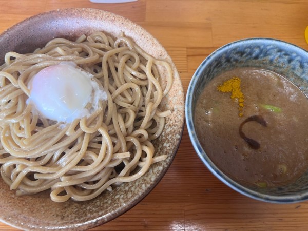 「カレーつけ麺　大盛り　温泉玉子トッピング」@徳川膳武の写真