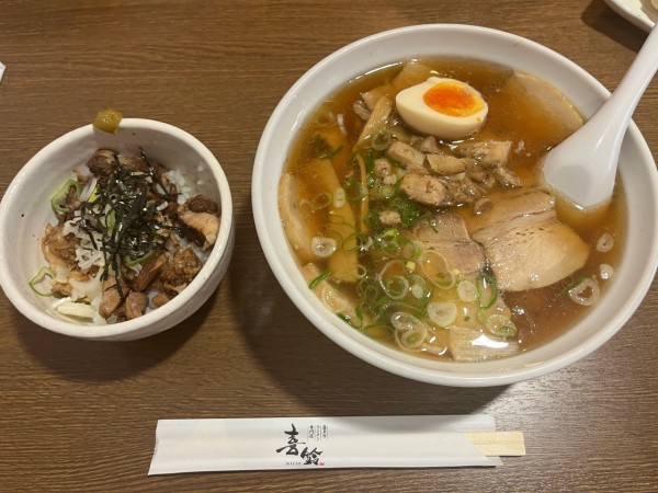 「【店長一押し】喜多方ラーメン、チャーシュー丼セット」@喜多方ラーメン専門店 喜鈴の写真