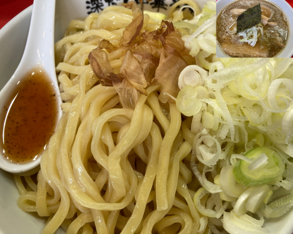 「特製深だしつけそば(中)+ネギ増量(Line登録サービス)」@駅ラーメン 深だし中華そばの写真