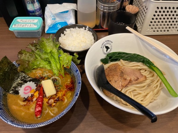 「【限定】攻めすぎたかれーつけ麺2023夏➕白めし」@狼煙 東大宮店の写真