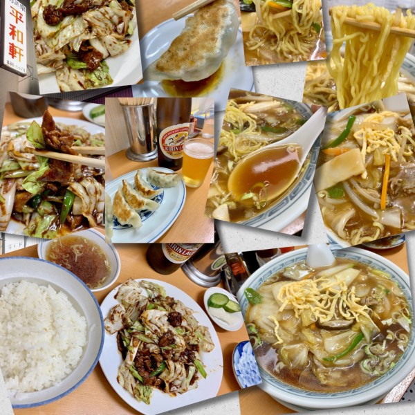 「ビール＆餃子、うまにそば、回鍋肉定食」@平和軒の写真