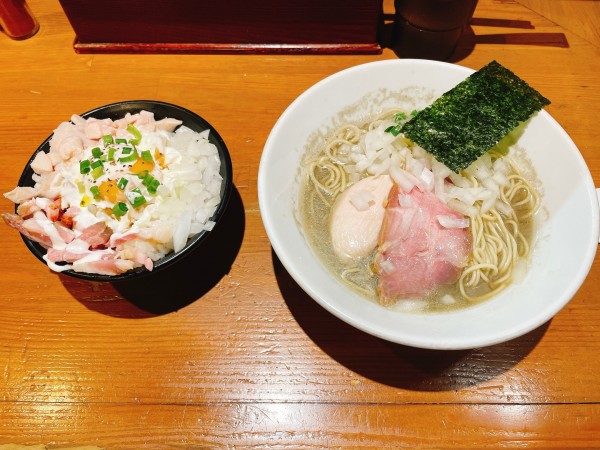 「中華蕎麦+肉飯+限定和え玉」@亀戸煮干中華蕎麦 つきひの写真