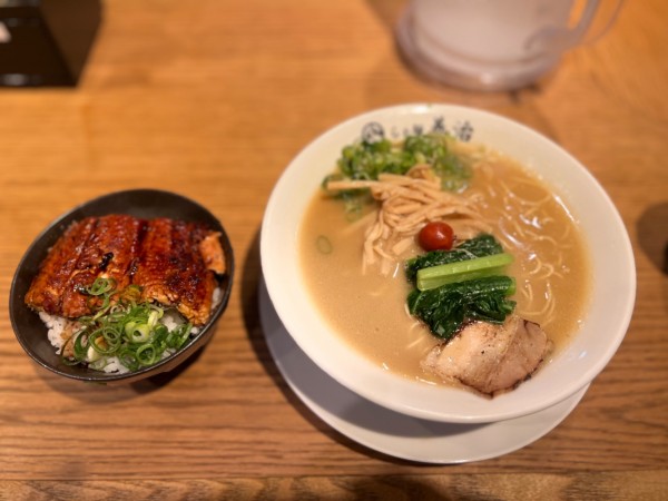 「濃厚醬油らぁ麺オープン記念500円+うなぎ丼380円」@らぁ麺 善治 赤羽店の写真