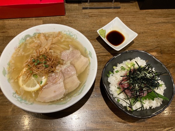 「朝塩ラーメン（レモン塩）＋半ネギトロ丼」@喜多方食堂 麺や玄 佐倉分店の写真