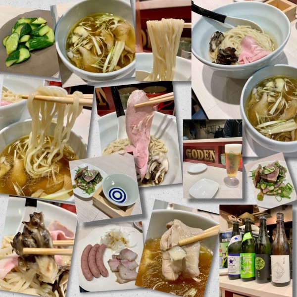 「黒舞茸と近江黒鶏の昆布水つけ麺（塩）1200円＋色々」@柳麺 呉田-goden-の写真