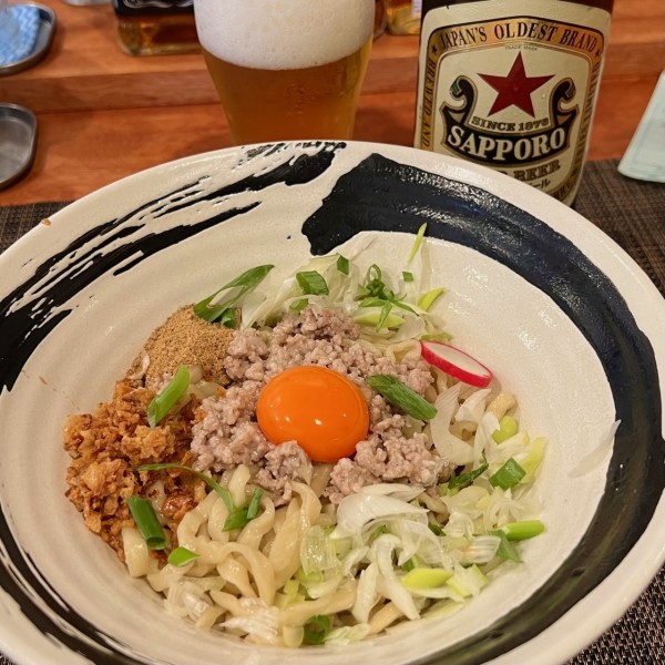 「GGM グルグル麺(辛さなし)+赤星」@GURU GURU SIROHEBI NOODLEの写真