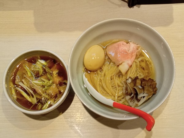 「黒舞茸と近江黒鶏の昆布水つけ麺＋味玉」@柳麺 呉田-goden-の写真