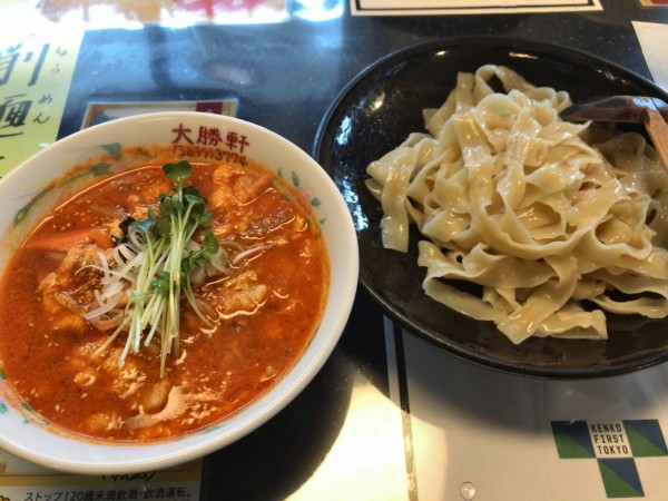 「辛チョンつけ麺（麺を刀削麺に変更）」@中華 大勝軒の写真