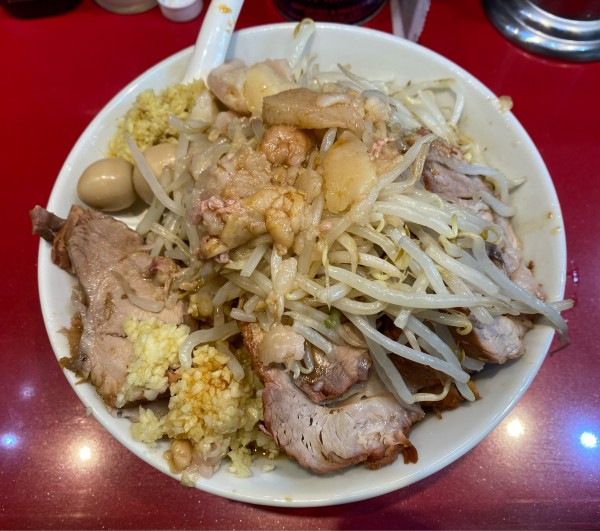 「小汁なし 豚増し ショウガ半分」@ラーメン二郎 西台駅前店の写真