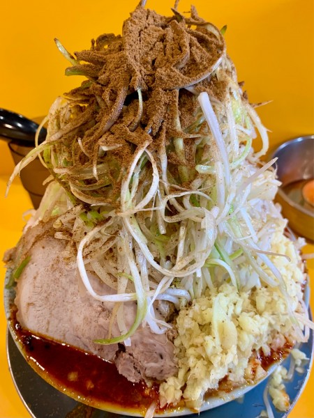 「カレーんじゃね　ブタ増し　しょうが　ねぎ　おさかな天国　生たまご」@ラーメン二郎 八王子野猿街道店2の写真