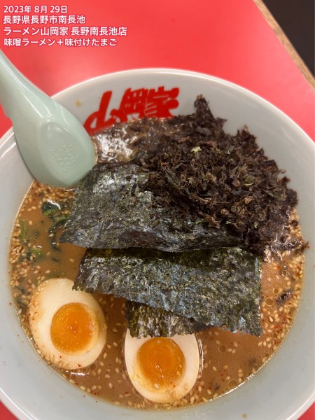 「味噌ラーメン+味付けたまご」@ラーメン山岡家 長野南長池店の写真