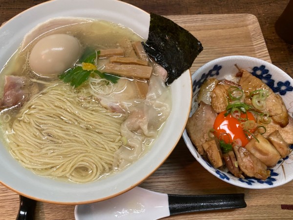 「特製塩蕎麦＋お肉ご飯 1300+350」@中華蕎麦 仁香の写真