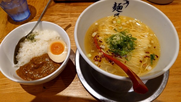 「かけ　しお＋キーマカレー」@麺屋 燕の写真