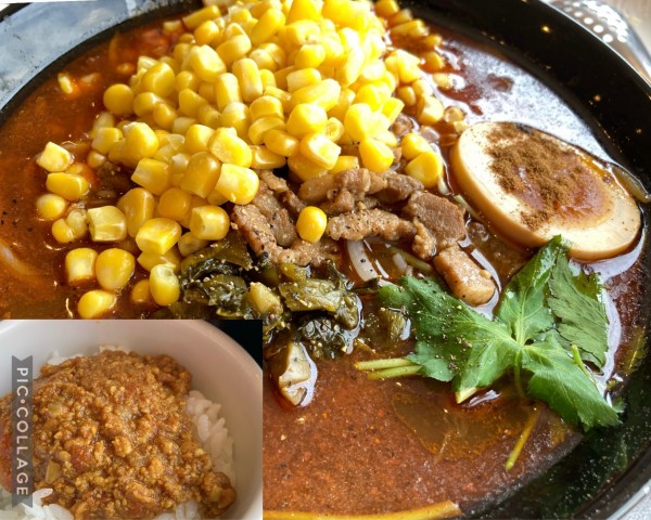 「spicy curry RAMEN 魯珈 ROKAプレート+花月」@らあめん花月嵐 ひたちなか高場店の写真
