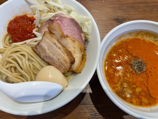 「トマトつけ麺950円+くずれ味玉50円」@カッパラーメンセンターの写真