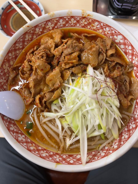 「ばら味噌(太麺)+肉増し」@めん丸 塩山店の写真
