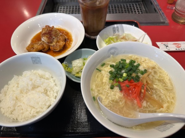 「日替ランチ（かき玉塩ラーメン＋ユーリンチー740円」@朝鮮飯店 高崎駅西口店の写真