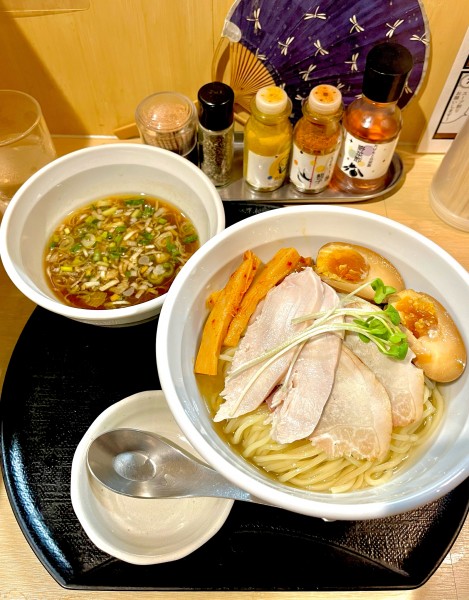「【限定】特製丹波黒鶏の淡麗つけ麺」@つけ麺 たけもとの写真