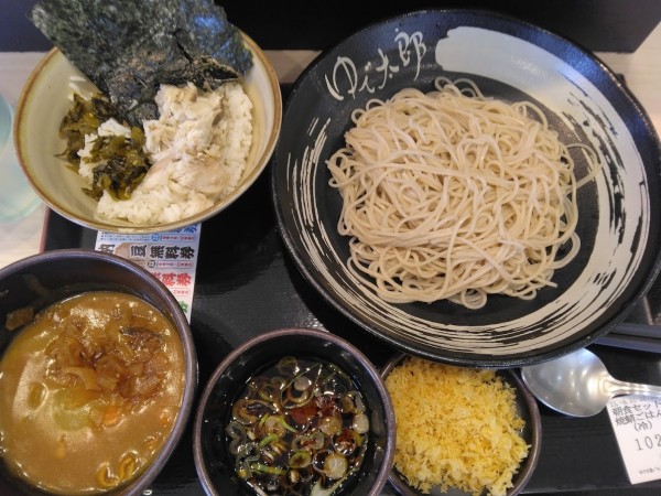 「朝そば”焼鯖ごはん”480円、クーポンでカレールー無料」@ゆで太郎 柏大井店の写真